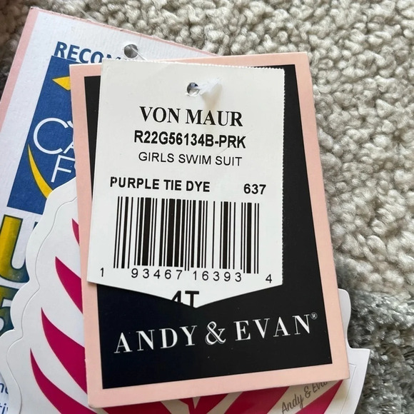 Andy and Evan tie dye fringe one piece bathing suit upf 50 purple pink new 4T - Picture 5 of 8